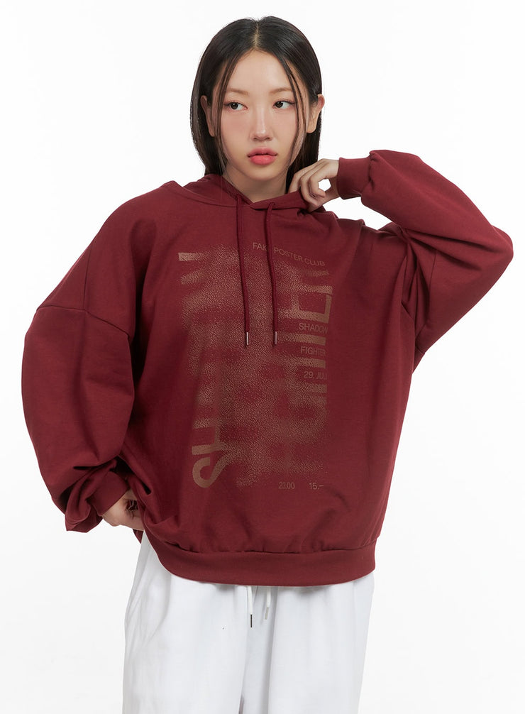 oversized-cotton-hoodie-cs404 / Dark red