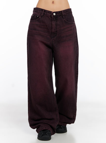 logan-wide-leg-jeans-co514 / Dark red