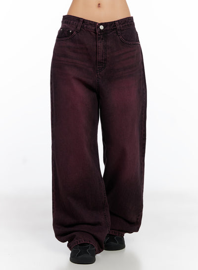 logan-wide-leg-jeans-co514 / Dark red