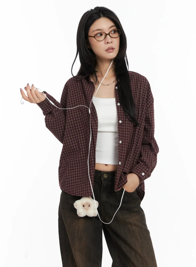 classic-plaid-flannel-shirt-cd502 / Dark red