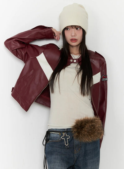 faux-leather-biker-jacket-cn510 / Dark red