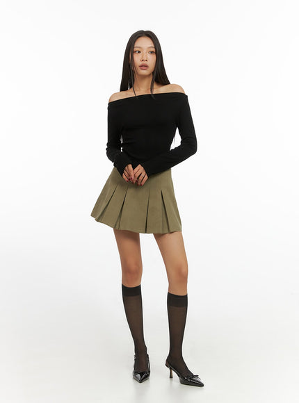 cotton-pleated-solid-mini-skirt-is427