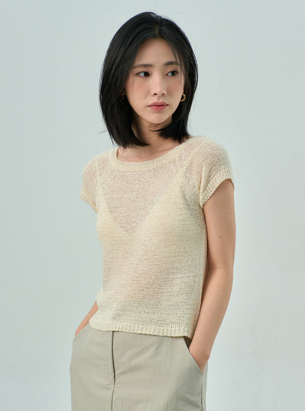 Short Sleeve Mesh Sweater OY310