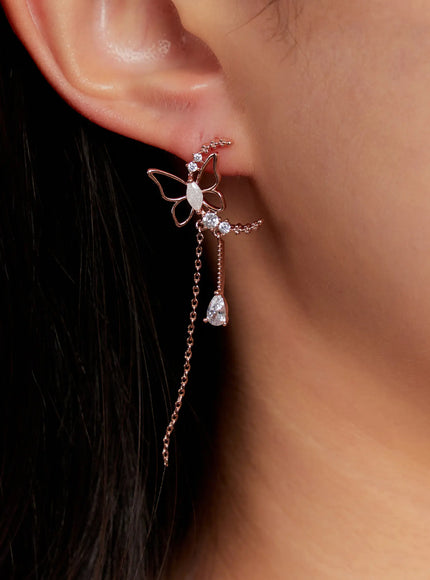butterfly-chain-earrings-io527 / Rose gold