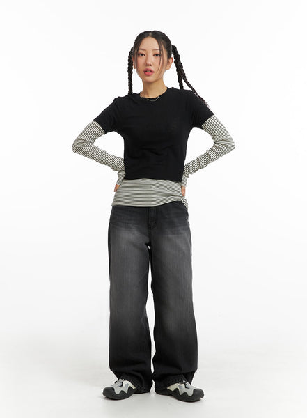 Peoplesense A-line Wide-leg Jeans インディゴ Peoplesense A-line Wide-leg Jeans Black – peoplesense