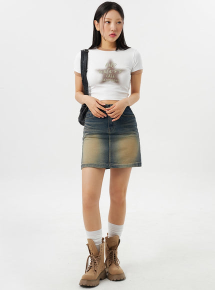 Dark Wash Denim Mini Skirt CY315