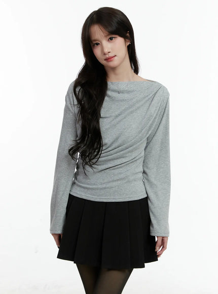 fleece-draped-long-sleeve-top-cd523 / Gray