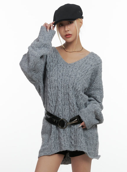 cozy-cable-knit-mini-dress-cs425 / Gray