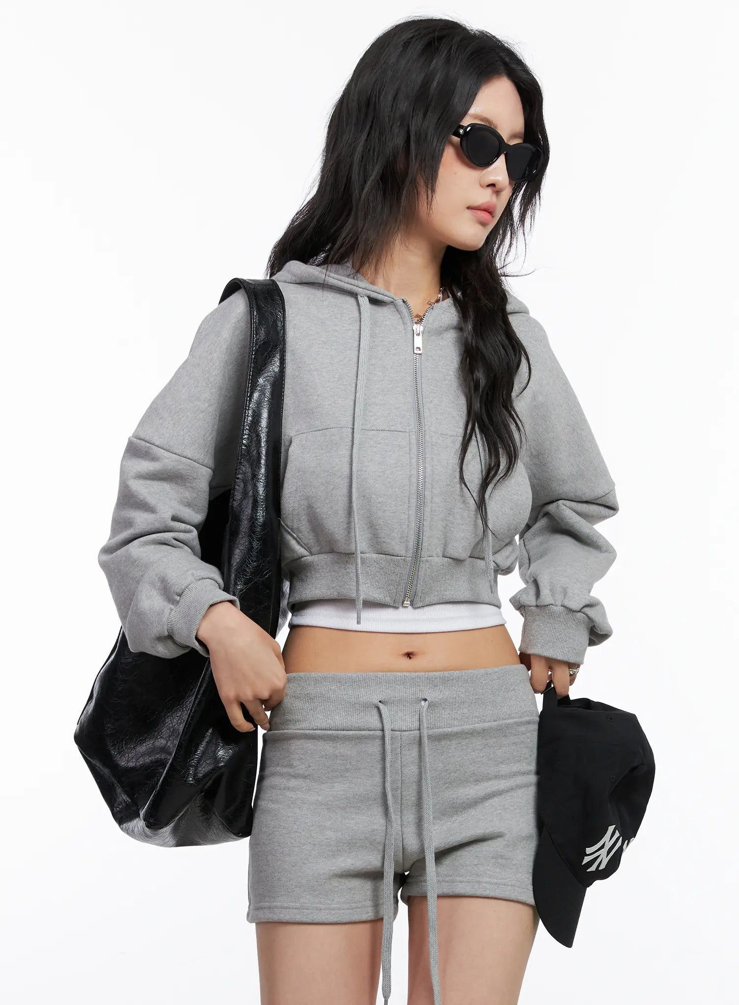Basic Cropped Zip Hoodie CO507 - Casual style | LEWKIN