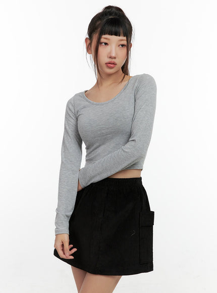 classic-scoop-neck-crop-top-cn404 / Gray