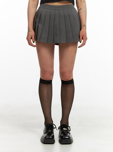 pleated-mini-skirt-cy429 / Gray