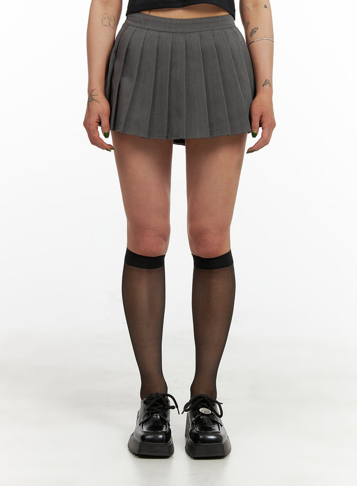 pleated-mini-skirt-cy429 / Gray