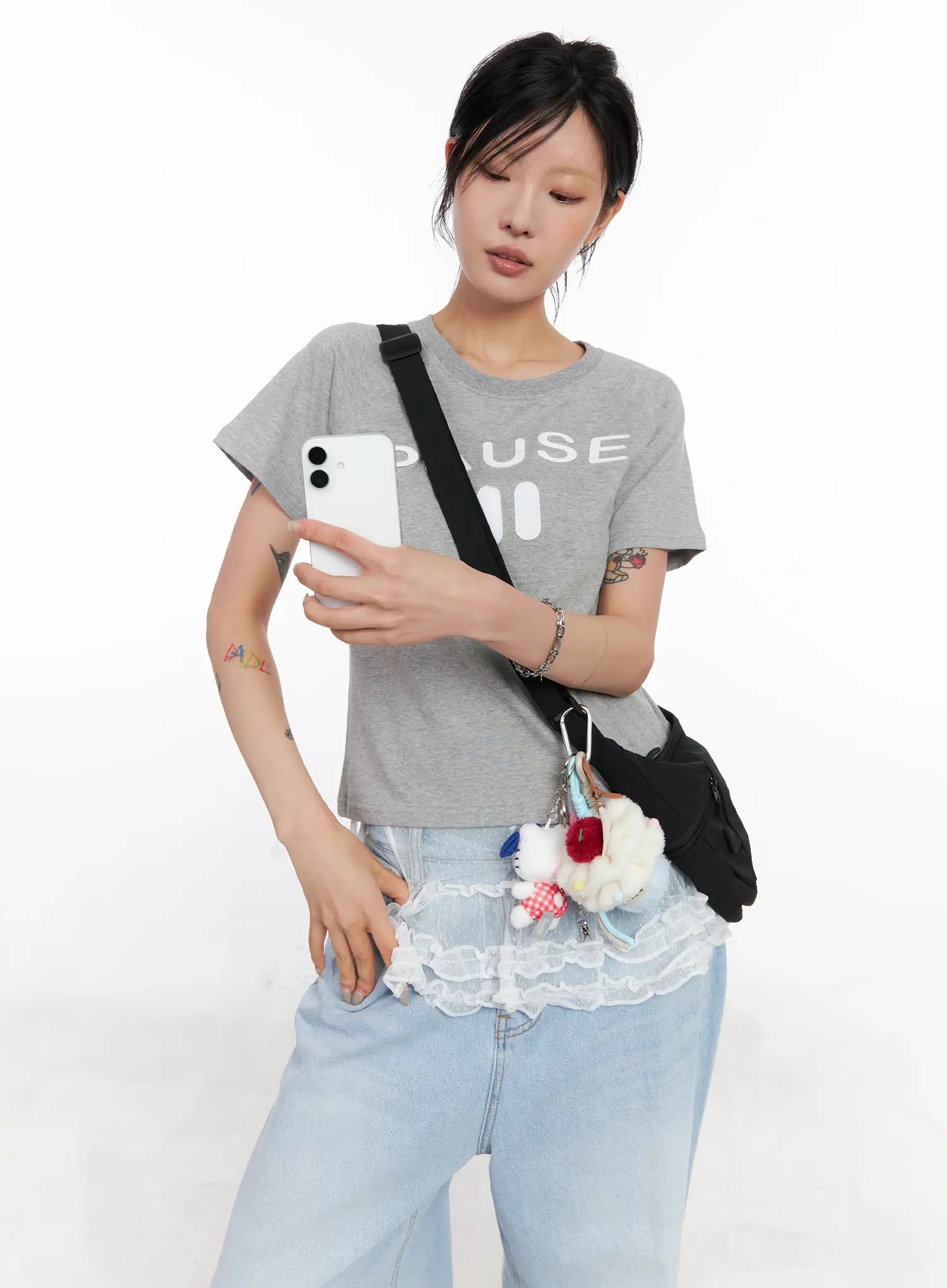 pause-graphic-cropped-tee-cl528 / Gray