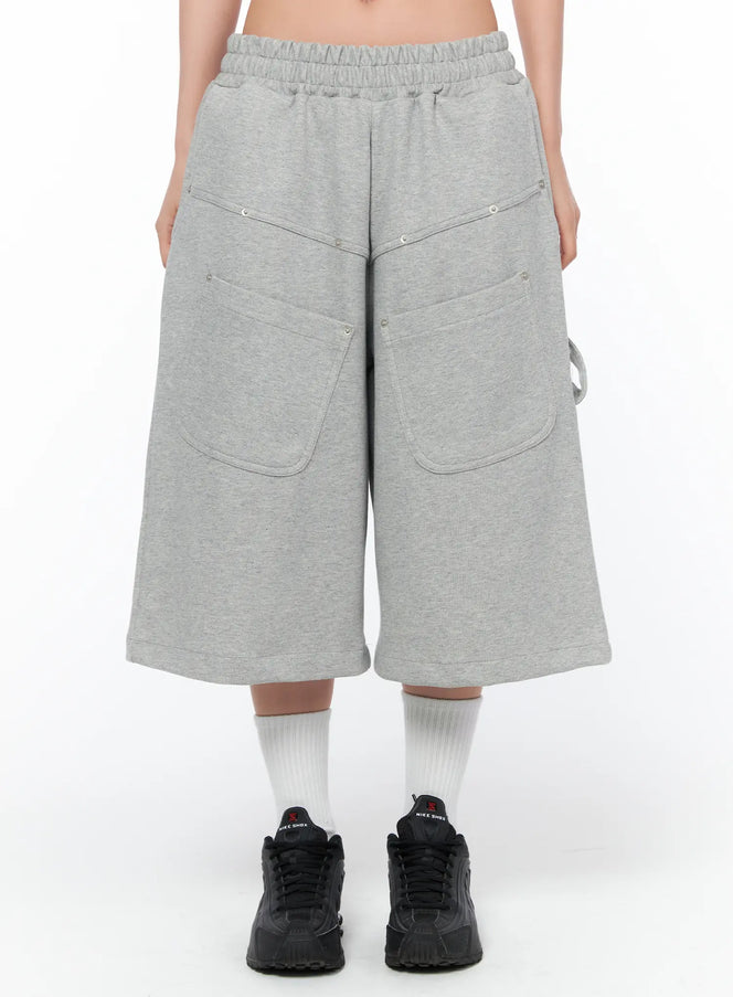 oversized-bermuda-sweat-shorts-ca515 / Gray