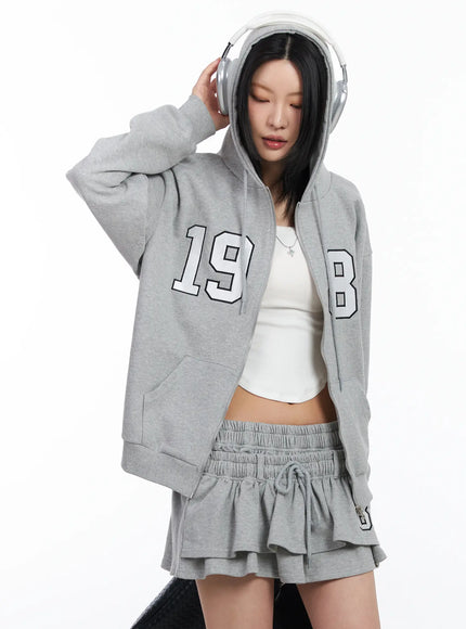 graphic-varsity-hoodie-cf526 / Gray