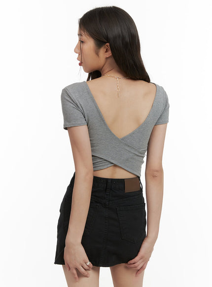 basic-round-neck-cropped-tee-cy417 / Gray