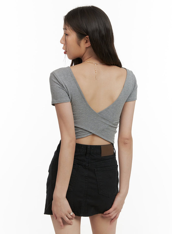 basic-round-neck-cropped-tee-cy417 / Gray