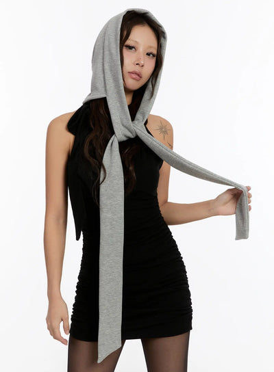 fleece-lined-hooded-scarf-cn527 / Gray