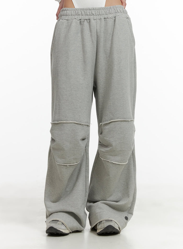 pintuck-wide-leg-sweatpants-cy416 / Gray