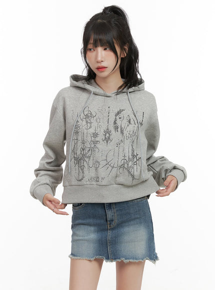 acubi-graphic-crop-hoodie-cg421 / Gray