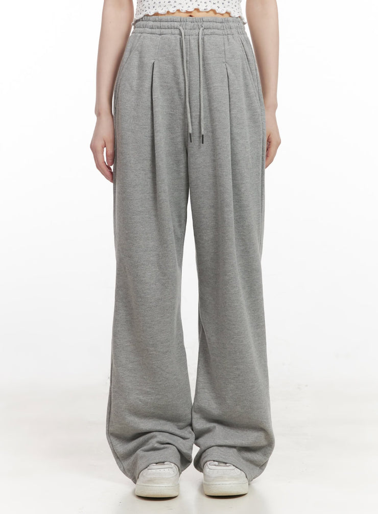 pintuck-straight-leg-sweatpants-cj528 / Gray