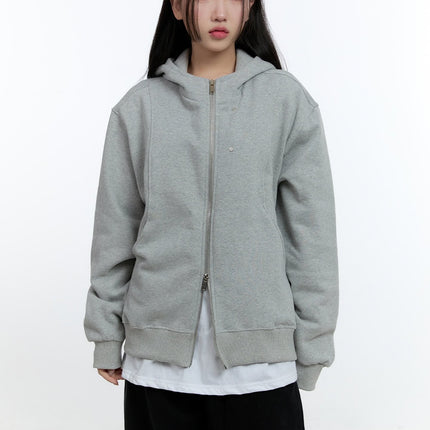 cozy-double-zip-hoodie-cd424 / Gray