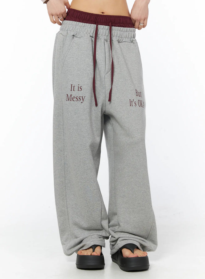 graphic-print-sweatpants-cy528 / Gray