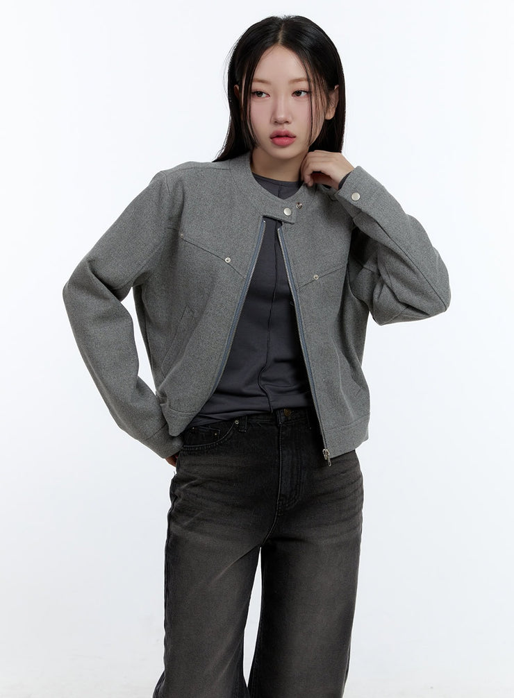 elegant-autumn-buttoned-jacket-cd420 / Gray