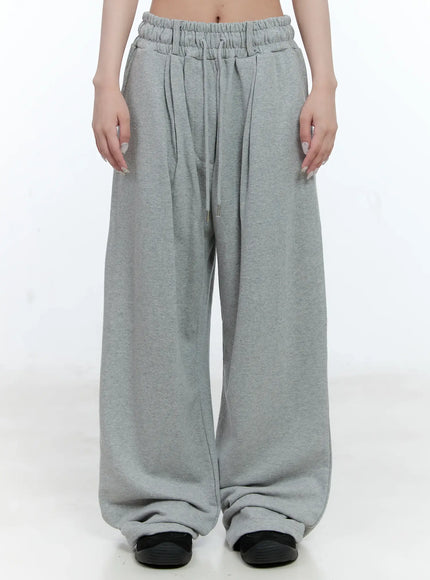 Cozy Pintuck Wide-Leg Sweatpants CG501 / Gray