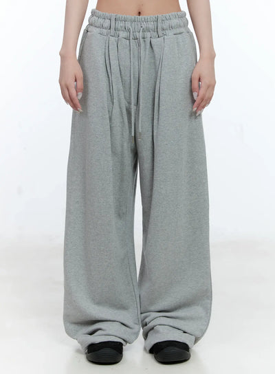Cozy Pintuck Wide-Leg Sweatpants CG501 / Gray