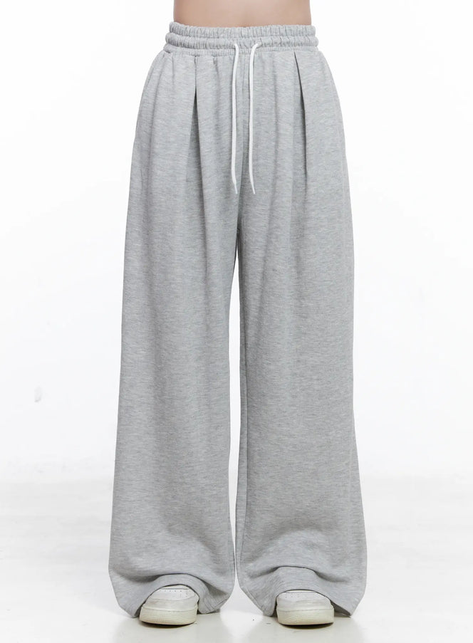 pintuck-wide-leg-sweatpants-cs519 / Gray