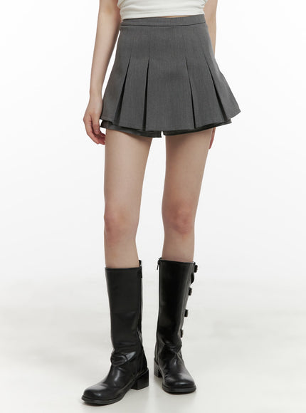 solid-pleated-mini-skort-ca412 / Gray