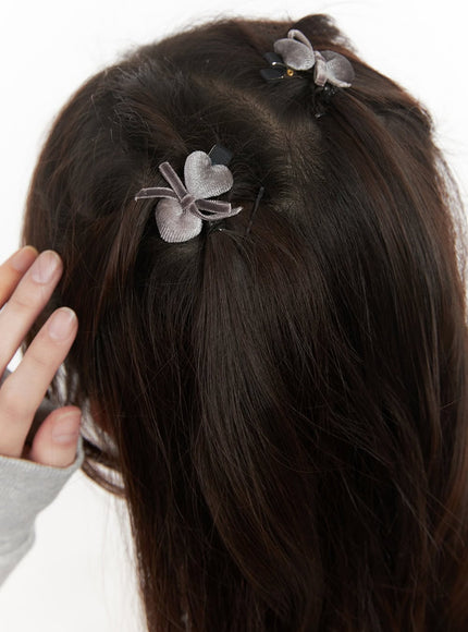 heart-ribbon-hairpin-cj515 / Gray