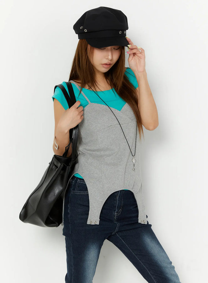v-neck-cami-top-cy520 / Gray