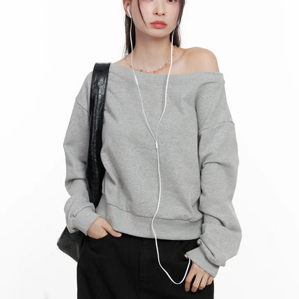 off-shoulder-sweatshirt-co503 / Gray