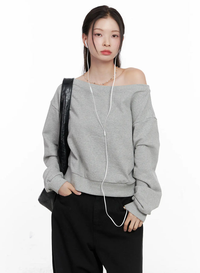 off-shoulder-sweatshirt-co503 / Gray