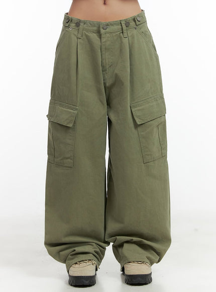 blair-wide-fit-pintuck-cargo-pants-co417 / Green