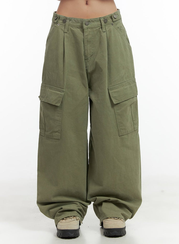 blair-wide-fit-pintuck-cargo-pants-co417 / Green