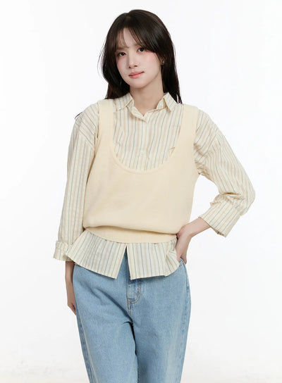 cozy-knit-vest-cm510 / Light beige