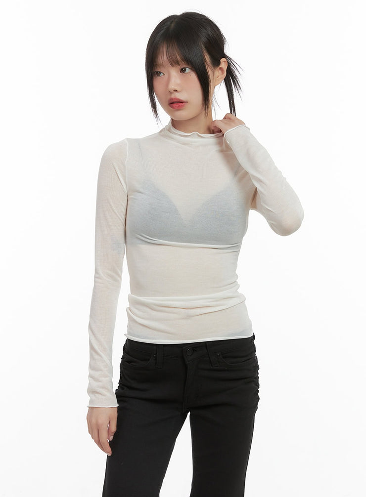 chic-sheer-cotton-turtleneck-tee-cs412 / Light beige