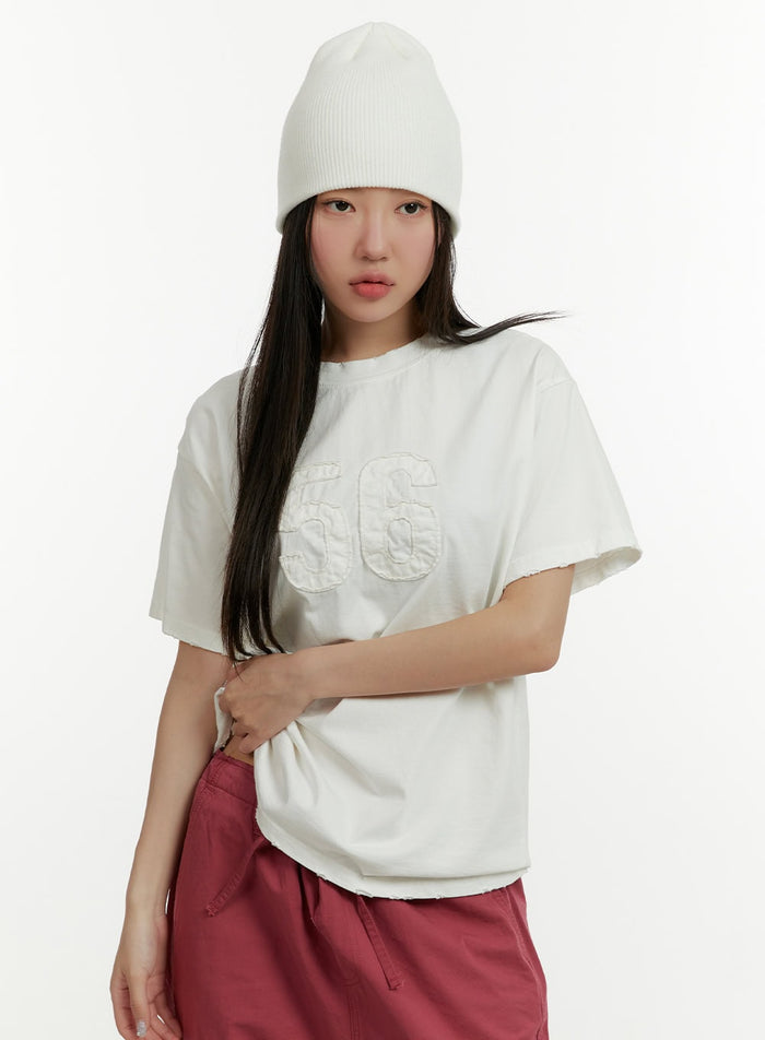 oversized-patches-t-shirt-cy408 / Light beige