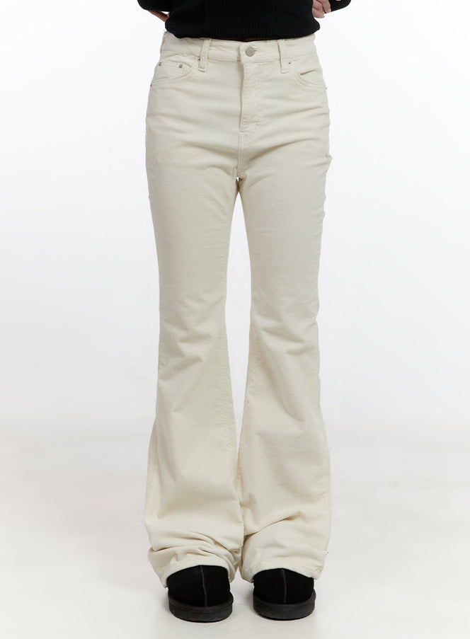 solid-slim-fit-corduroy-pants-cn425 / Light beige