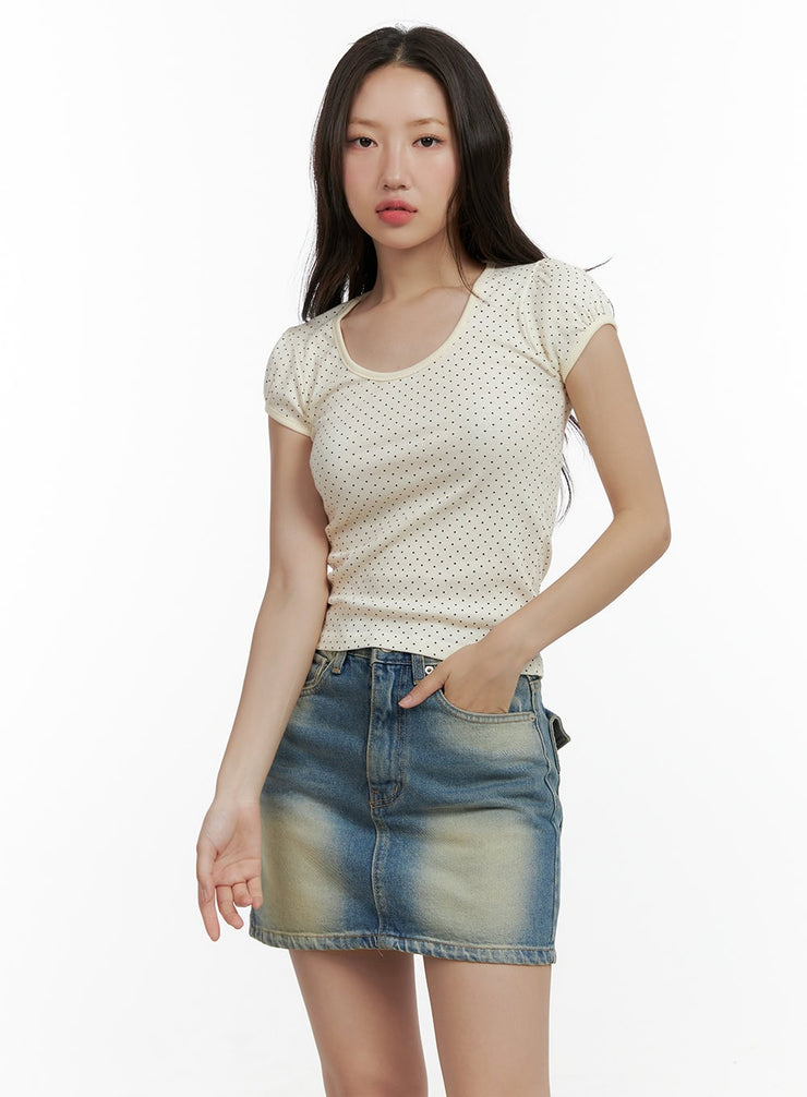 polka-dot-crop-top-cl410 / Light beige