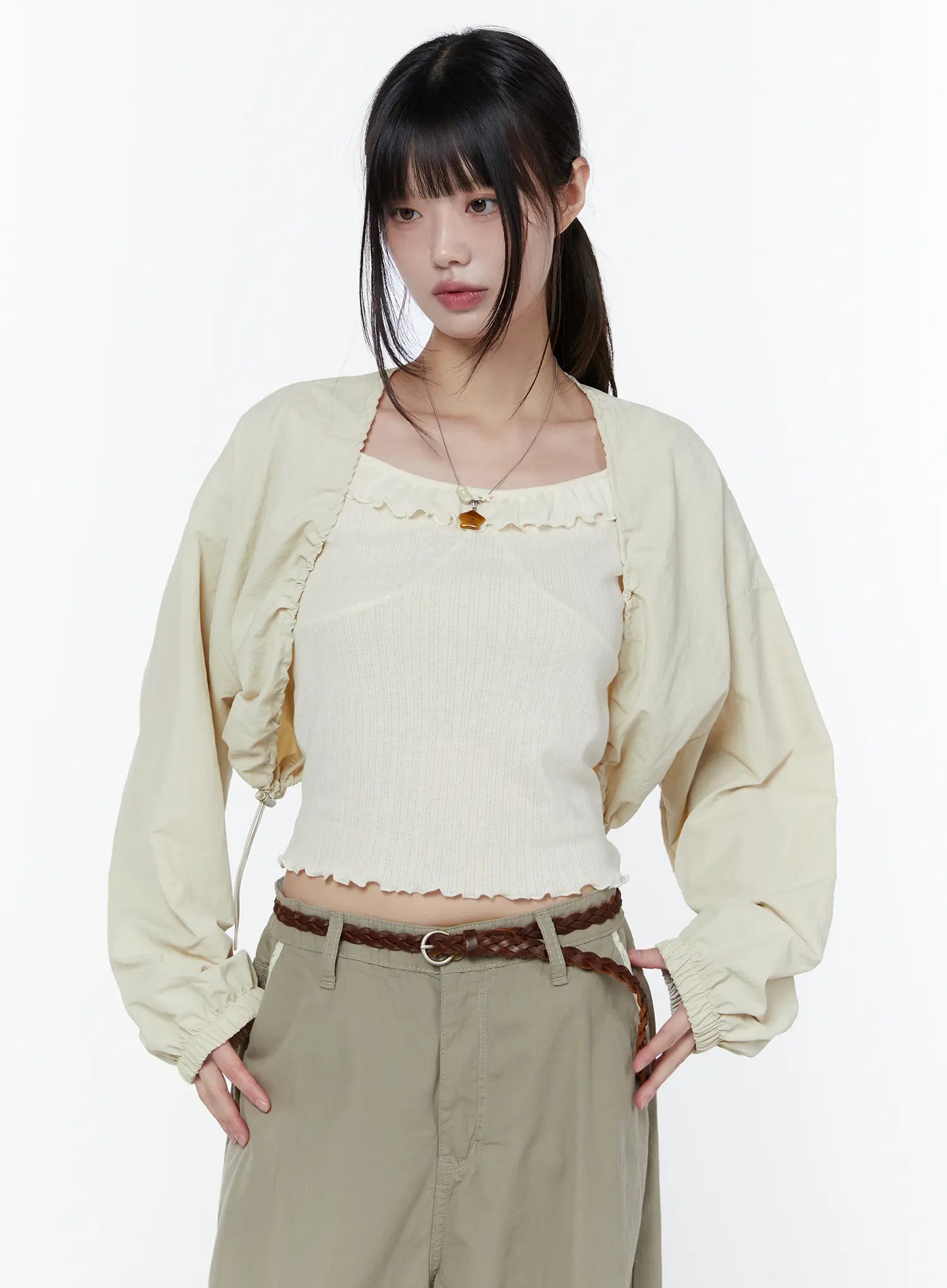 string-detail-bolero-cu508 / Light beige