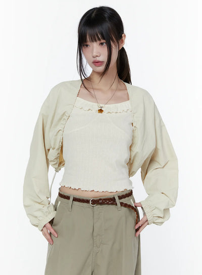 string-detail-bolero-cu508 / Light beige