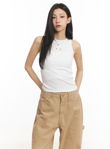 eyelet-sleeveless-tank-top-ca504 / White