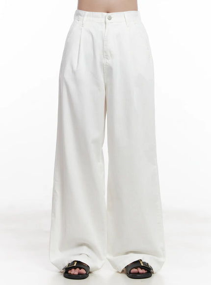 comfy-pintuck-wide-leg-pants-cu525 / White