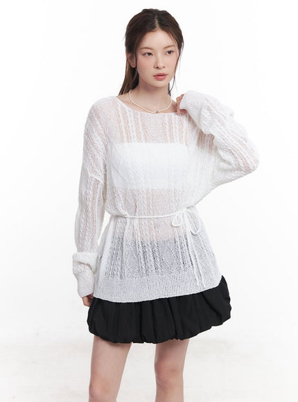sheer-oversized-sweater-cy519 / White