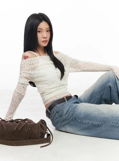 elegant-lace-off-shoulder-blouse-cm516 / Light beige
