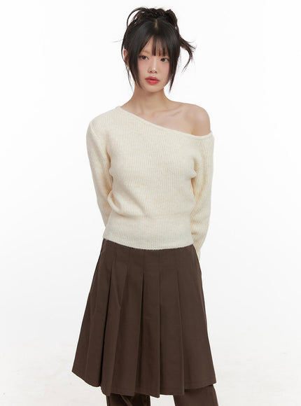 one-shoulder-wool-blend-sweater-cj506 / Light beige
